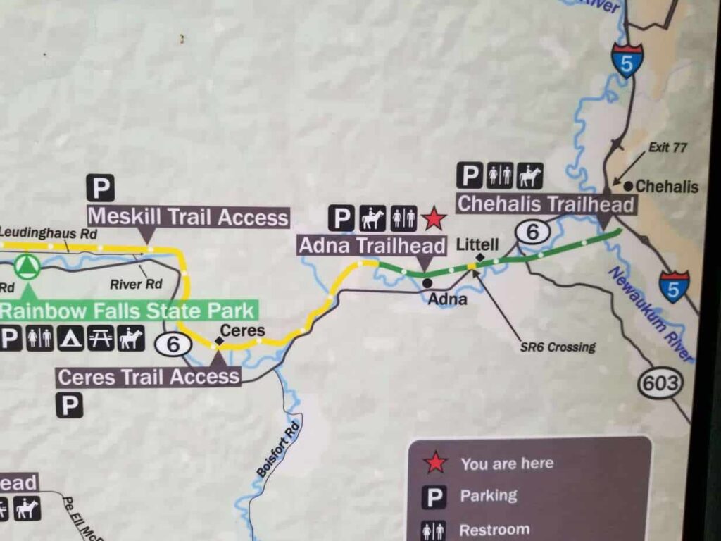 Detail map of the Willapa Hills Trail