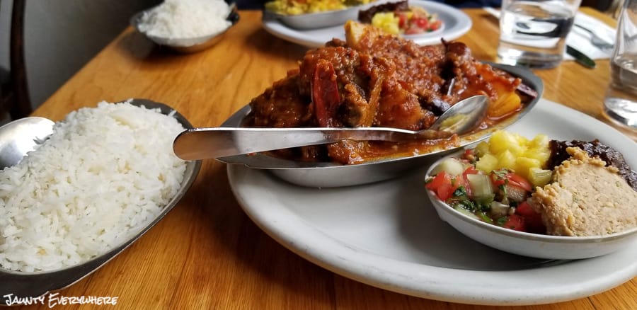 Chicken Vindaloo and Indian chutney's at Poppi's Anatolia in Eugene, OR 