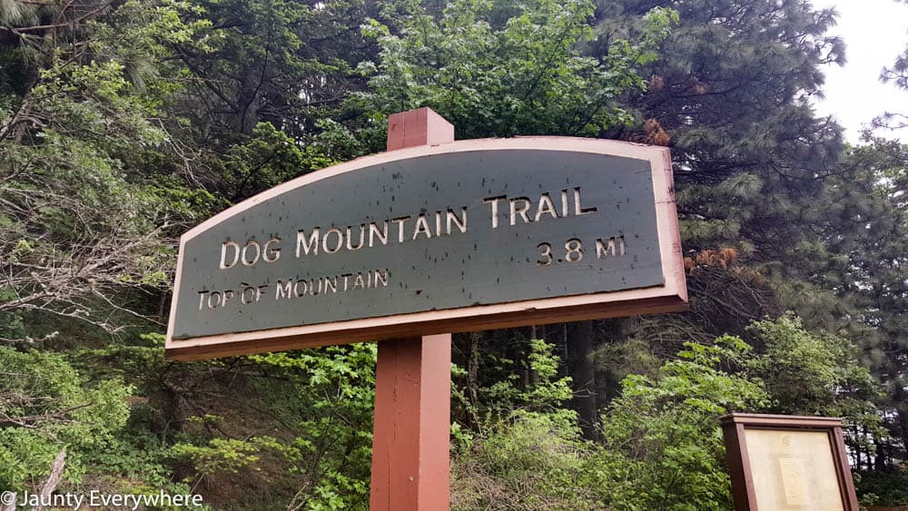 Dog Mountain Trail sign