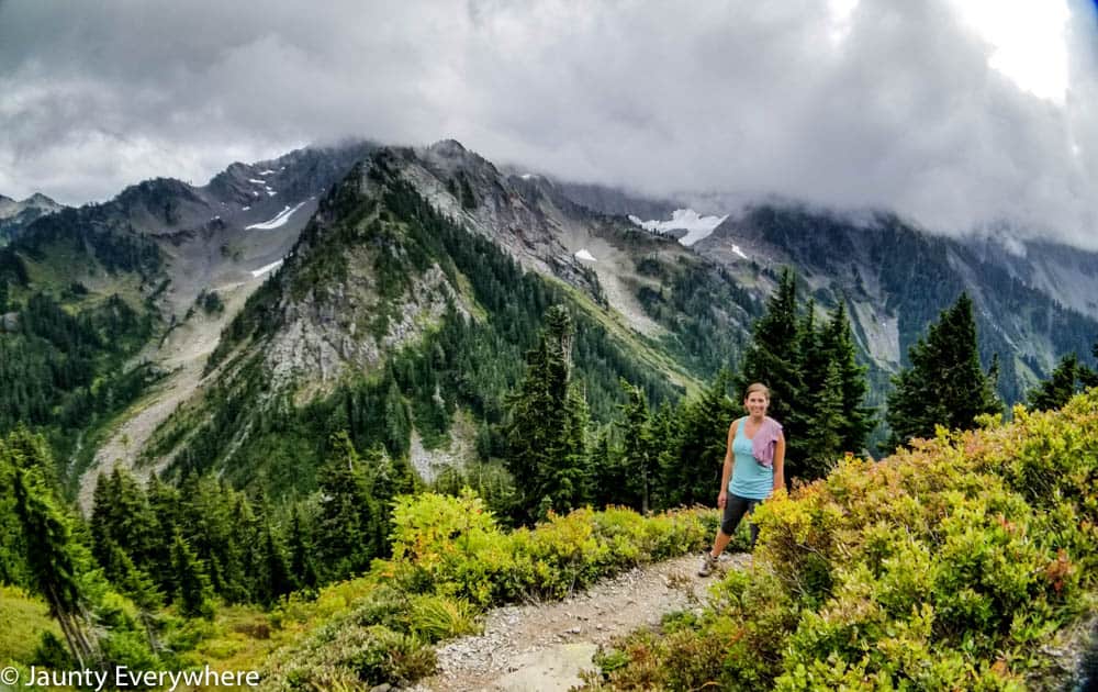 hiker on an alpine trail in the Olympic National Park