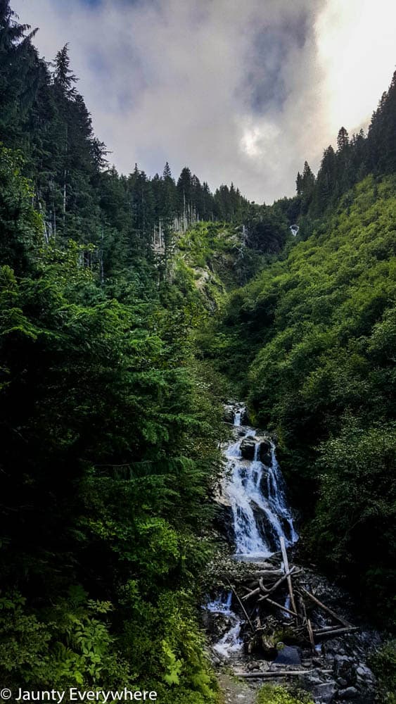 alpine waterfall along the Anderson Pass trail