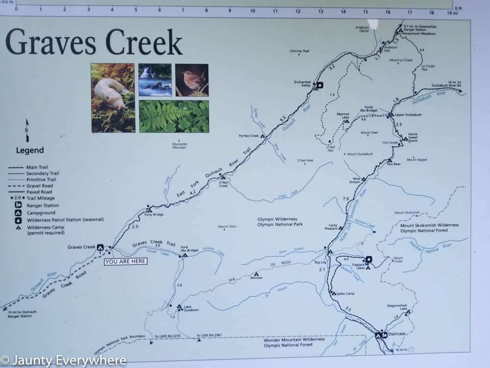 Graves Creek trail and Enchanted Valley trail map
