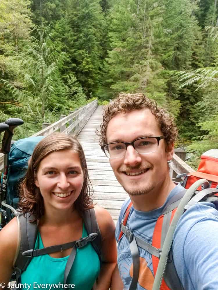 Brittany and Jordan Stanton at the trailhead of Enchanted Valley trail