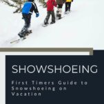 Pinterest pin about snowshoeing on vacation