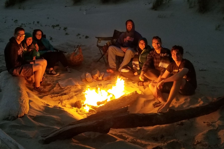 campfire on the Manzanita beach