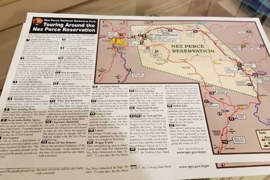 photo of a map of the Nez Pearce Reservation