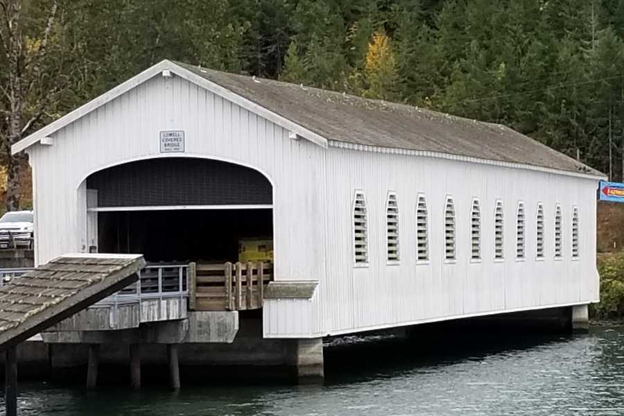 a historic covered bridge in southern Oregon