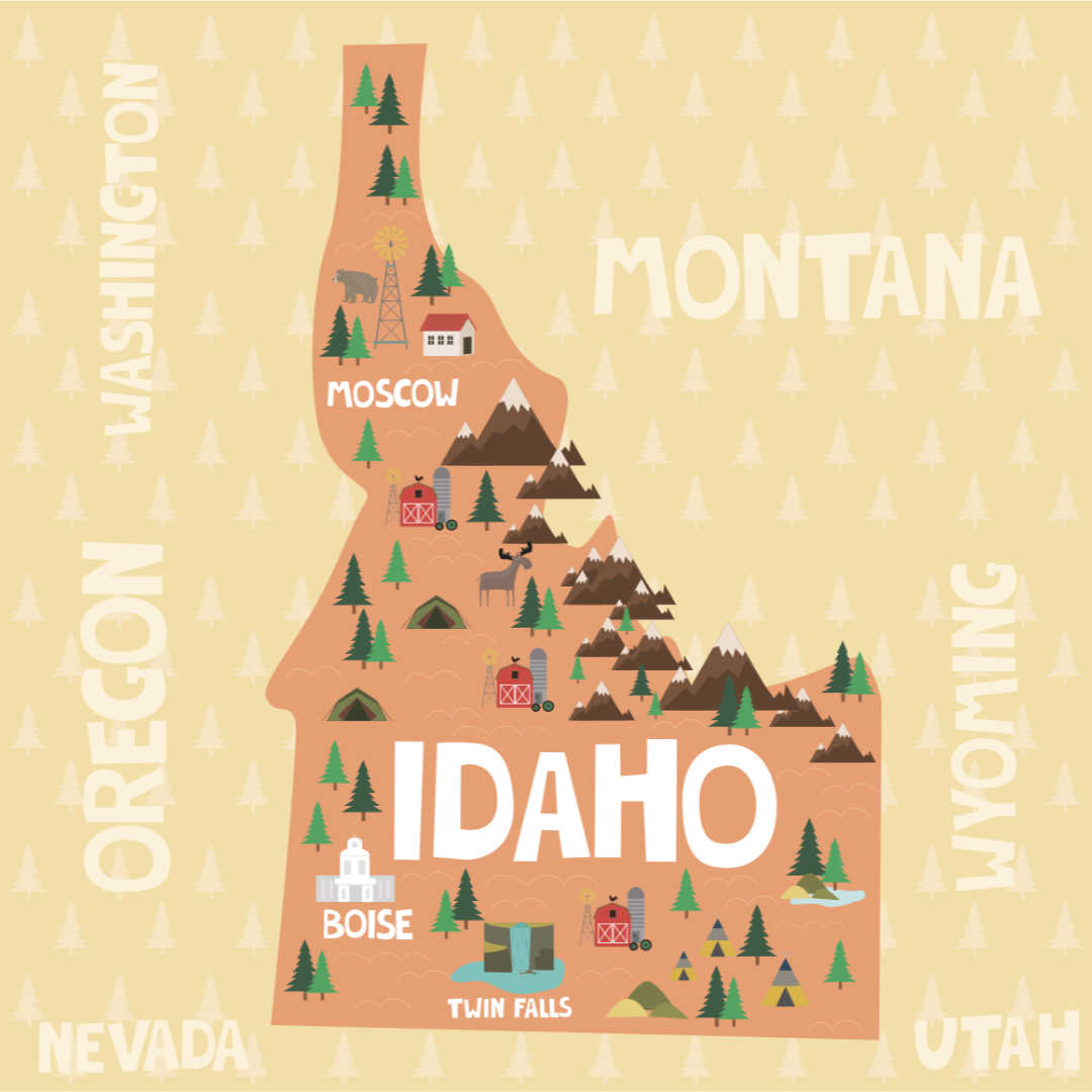 stylized map of Idaho