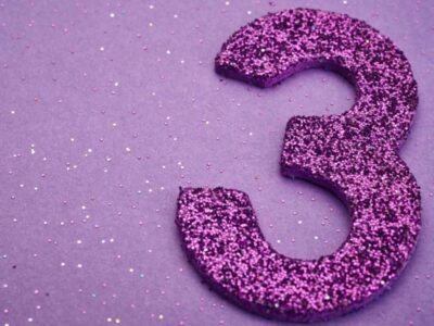 numeral three in pink glitter