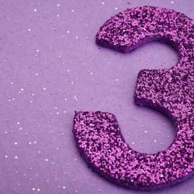 numeral three in pink glitter