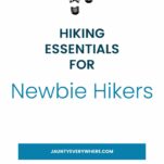 text pin with teal blue text and a graphic footprints of hiking boots