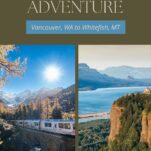 Pinterest Pin highlighting Train Travel from Vancouver, WA to Whitefish, MT
