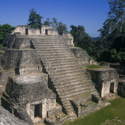 Mayan monument at Caracol in Belize.